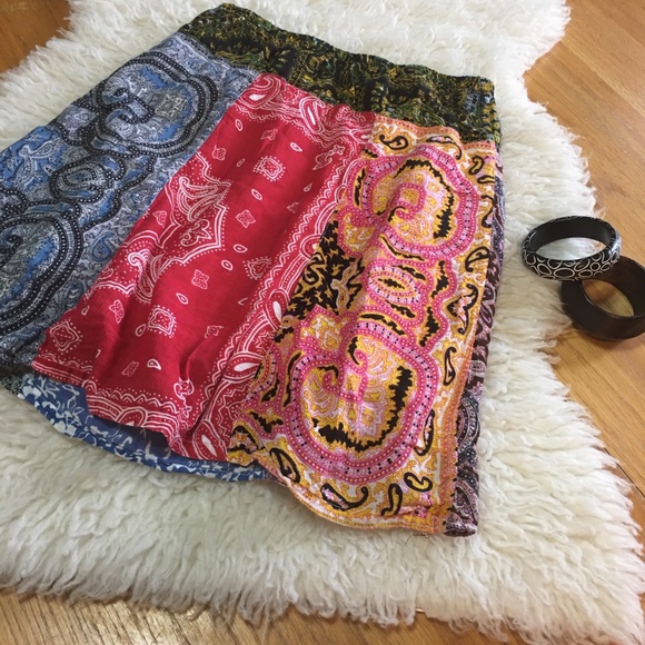 Blue Sky Dresses & Skirts - Boho Cotton Panel Skirt Made in India EUC sz M